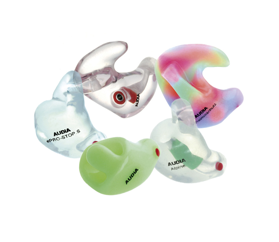 Gehörschutz in verschiedenen Farben und Materialien